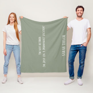 Modern Sage Green Saying Retirement Name Monogram Fleece Blanket