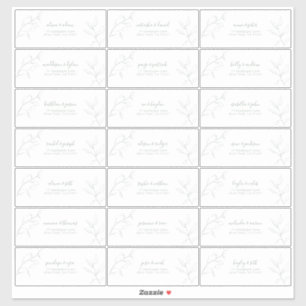 Modern Sage Green Script Botanical Guest Address