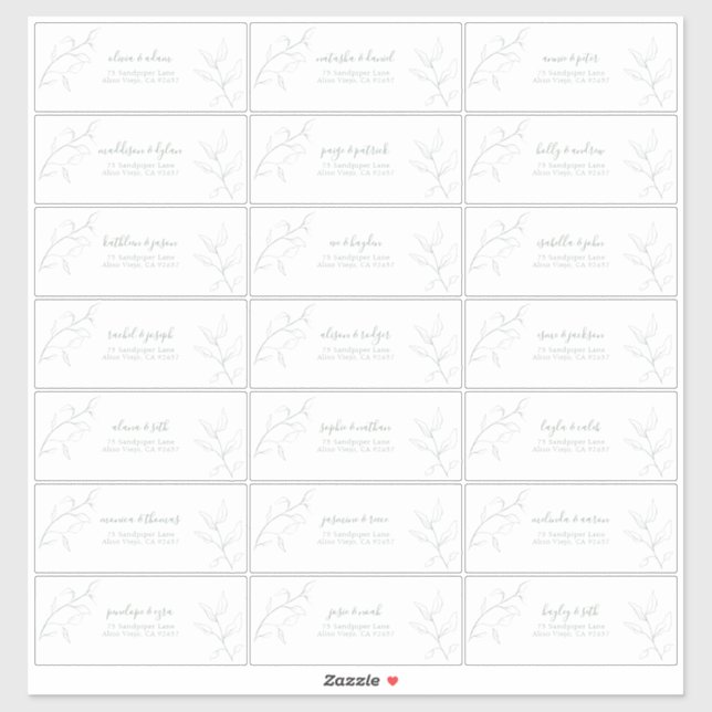 Modern Sage Green Script Botanical Guest Address (Sheet)