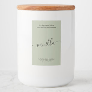Modern sage green script candle product label