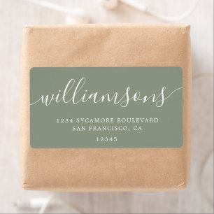 Modern Sage Green Script Family Return Address