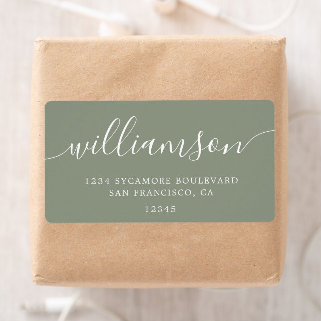 Modern Sage Green Script Family Return Address (Insitu)
