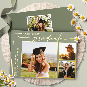Modern Sage Green Script Graduate Photo Graduation