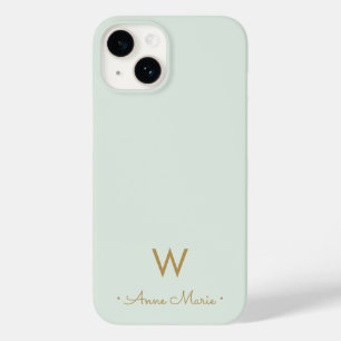 Modern Sage Green Script Monogram Case-Mate iPhone 14 Case