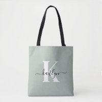 Modern Sage Green Script Monogram