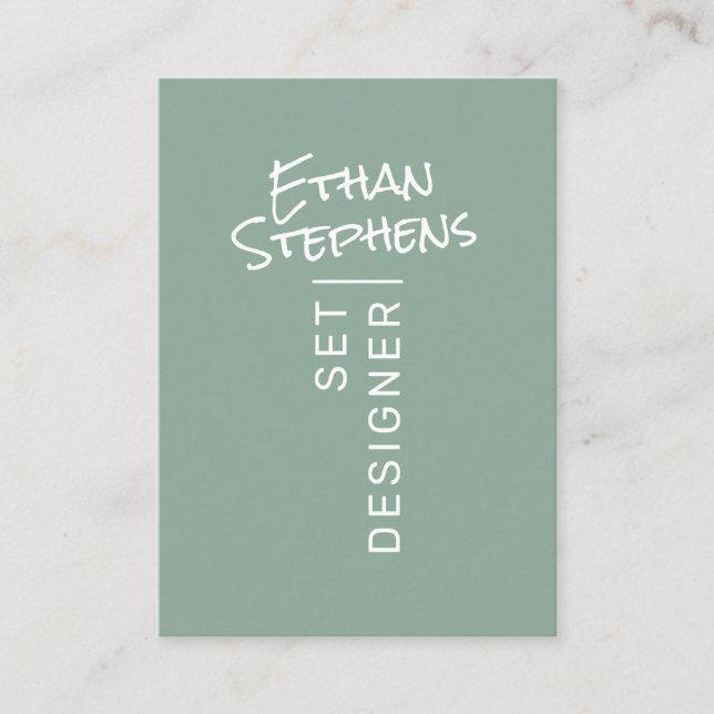 Modern Sage Green Simple Hand Lettered Minimalist Business Card (Front)