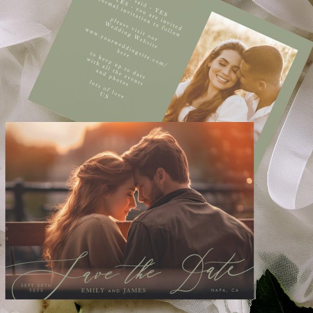 Modern Sage Green Simple Photo The Wedding Save The Date (Creator Uploaded)