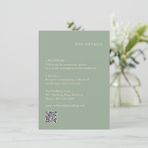 Modern Sage Green Simple QR Code Wedding Enclosure Card