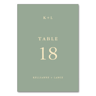 Modern Sage Green Simple Wedding Table Number