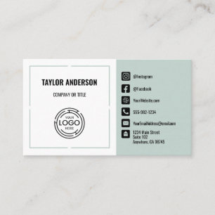 Modern Sage Green Social Media Business Card