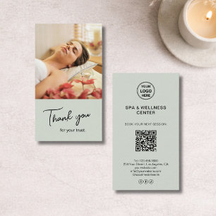 Modern Sage Green Spa Wellness Thank You Card