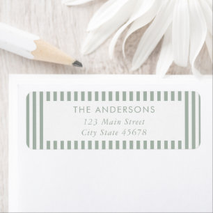Modern Sage Green Stripes Return Address