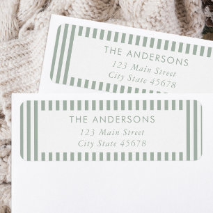 Modern Sage Green Stripes Return Address