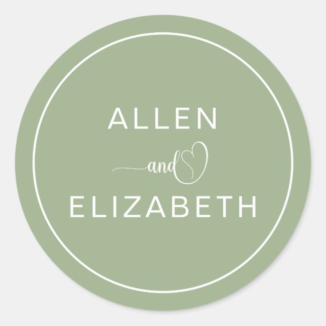 Modern Sage Green Stylish Wedding Envelope Seal (Front)
