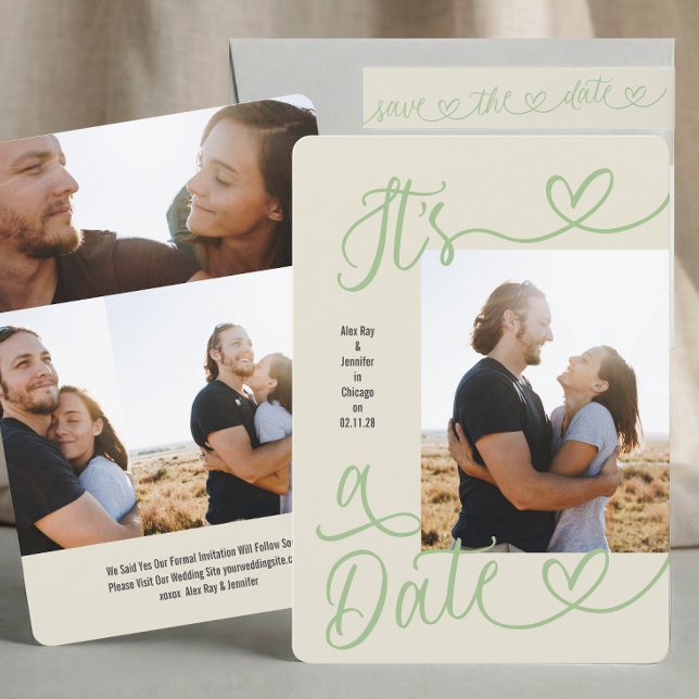Modern Sage Green Sweetheart Wedding Save The Date (Creator Uploaded)
