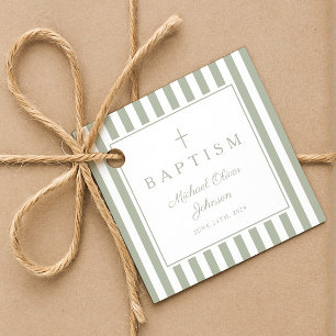 Modern Sage Green Thank You Baptism Favour Tags