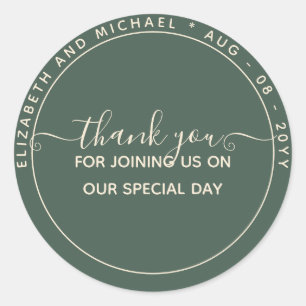 Modern Sage Green Thank You Favour Classic Round S Sticker
