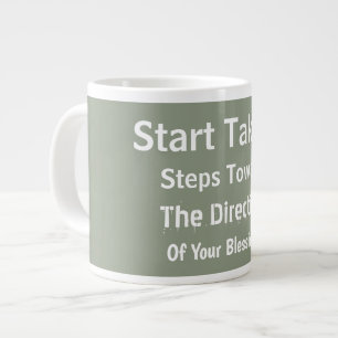 Modern Sage Green Uplifting Everyday Faith Large Coffee Mug