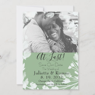 Modern Sage Green Velum Floral Photo Save The Date