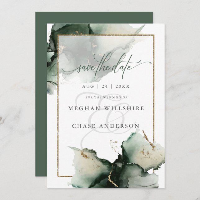 Modern Sage Green Watercolor Abstract  (Front/Back)