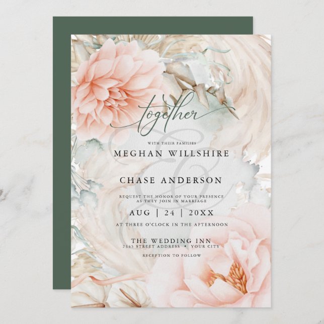 Modern Sage Green Watercolor   Invitation (Front/Back)