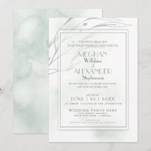 Modern Sage Green Watercolor Splash Invitation