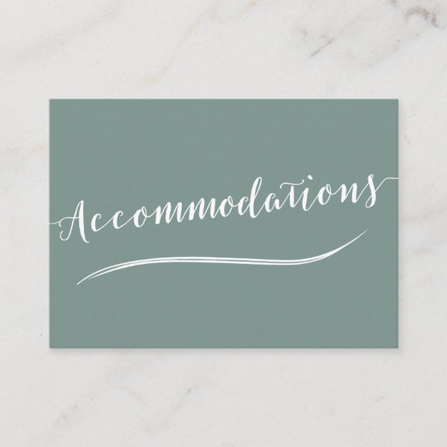 Modern Sage Green Wedding Accommodation Cards (Front)
