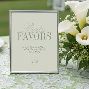 Modern Sage Green Wedding Favor Take One Sign