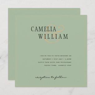 Modern Sage Green Wedding Invitation