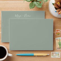 Modern Sage Green Wedding Invitation Envelope