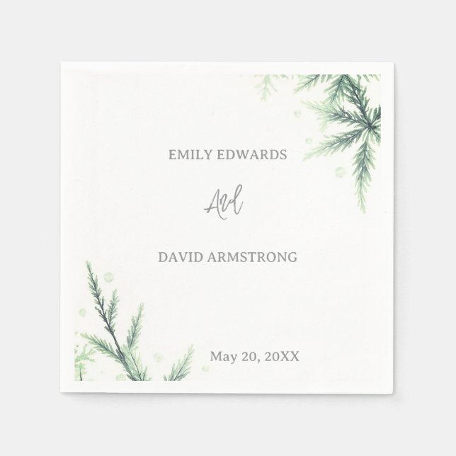 Modern Sage Green Wedding Napkins (Front)