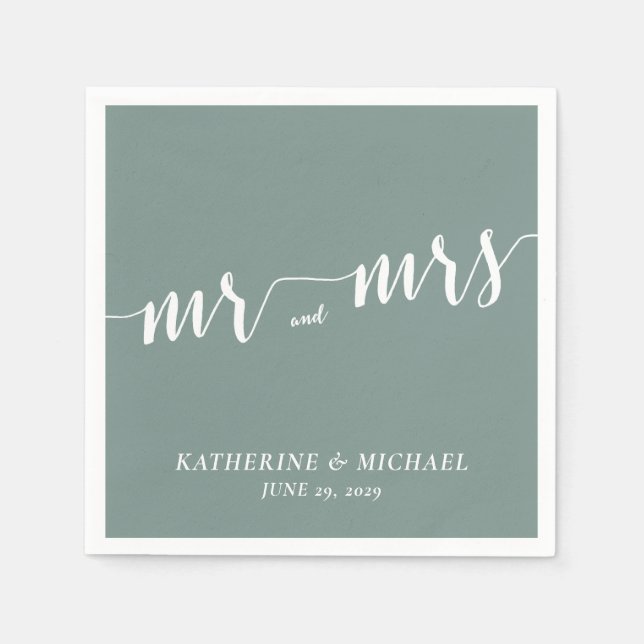 Modern Sage Green Wedding Napkins (Front)