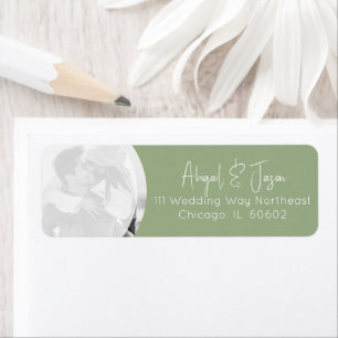Modern Sage Green Wedding Photo Return Address
