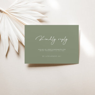 Modern Sage Green Wedding RSVP Cards