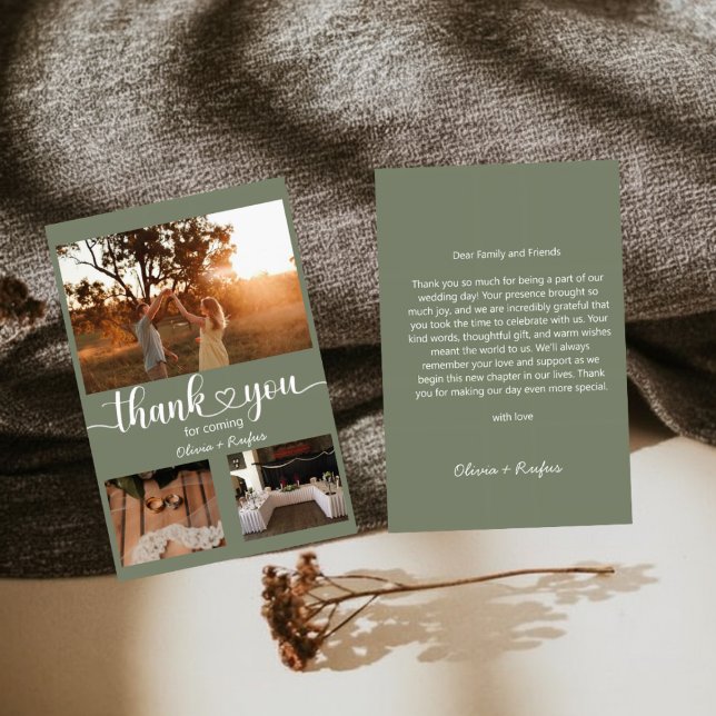 Modern Sage Green Wedding Thank You Card (Creator Uploaded)
