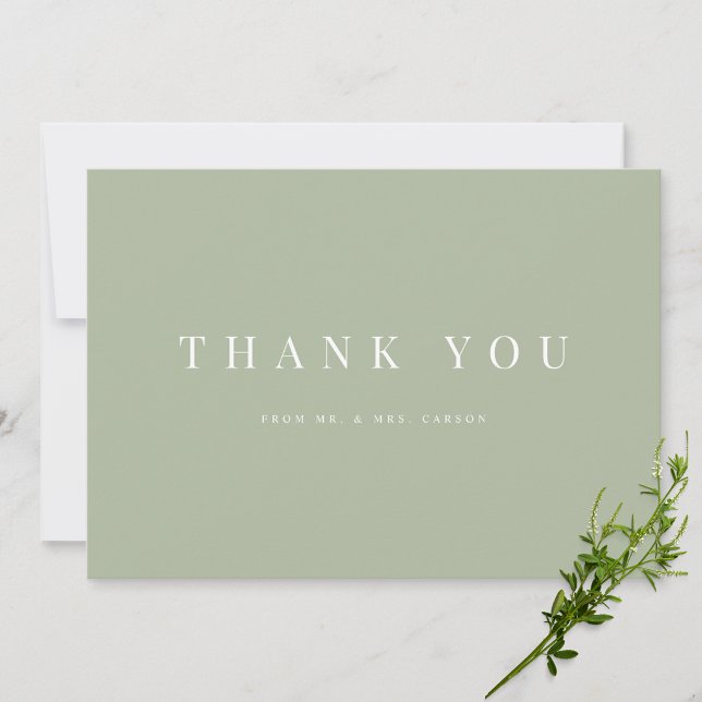 Modern Sage Green Wedding Thank you Card (Creator Uploaded)