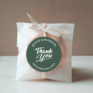 Modern Sage Green Wedding Thank You Favour Classic Round Sticker