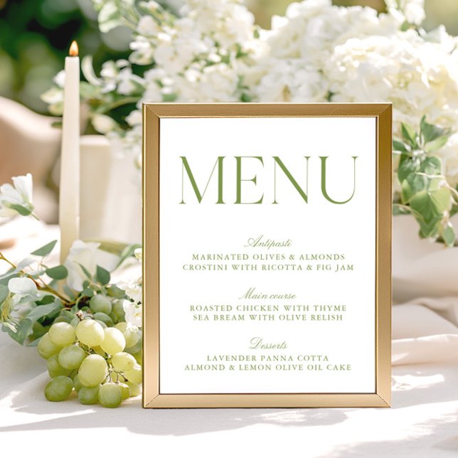 Modern Sage Green & White Menu (Modern Sage Green & White Menu)