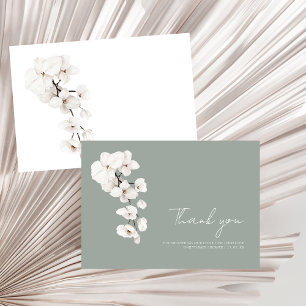 Modern Sage Green White Orchid Baby Shower Thank You Card