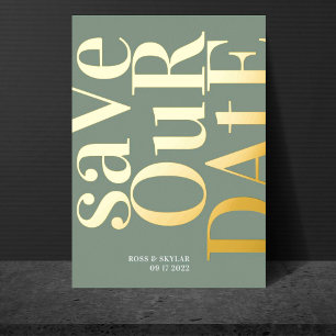 Modern Sage Green White Save The Date