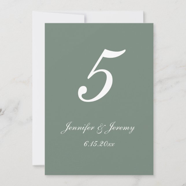 Modern Sage Green White Script Wedding (Front)