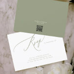 Modern Sage Green White Simple QR Code Wedding RSVP Card<br><div class="desc">*part of a collection
*QR CODE ON BACK</div>