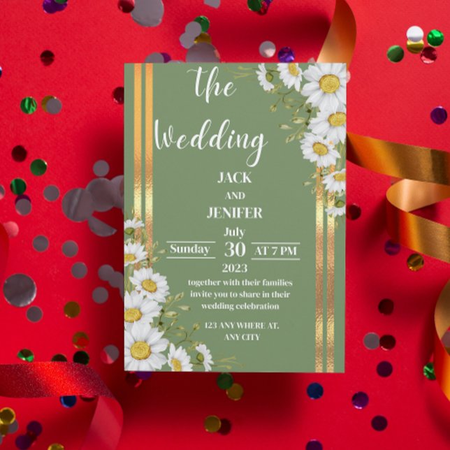 Modern Sage Green with White Simple Wedding Invitation (Creator Uploaded)