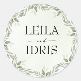 Modern Sage Greenery Botanical Wedding Sticker
