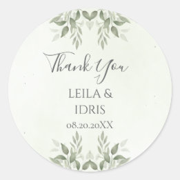Modern Sage Greenery Botanical Wedding Sticker