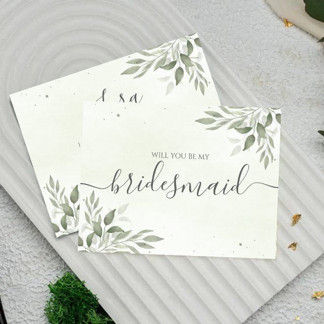 Modern Sage Greenery Bridesmaid Proposal Card (Creator Uploaded)