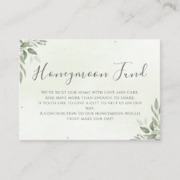 Modern Sage Greenery Honeymoon Fund Enclosure Card