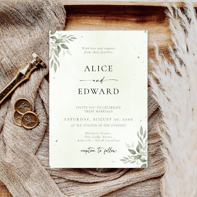 Modern Sage Greenery Wedding Invitation Card (Creator Uploaded)