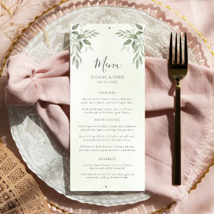 Modern Sage Greenery Wedding Menu