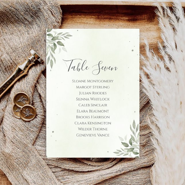 Modern Sage Greenery Wedding Seating Plan Card (Creator Uploaded)